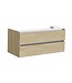 Onderkast Wastafel 120cm Light Wood SaniPro Trendline met greeplijst aluminium met twee softclose lades 120x47x52 cm