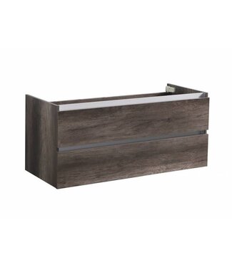 SANI-SUPPLY Wastafelonderkast Trend Line Century Oak 120x47x52 cm  met greeplijst aluminium twee softclose lades