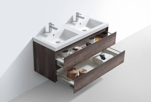 Badkamermeubel Infinity Century Oak 120x47x50cm SaniPro badmeubel met mineraal marmer wastafel 2 lades softclose kraangaten