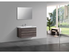 Badkamermeubel Infinity Century Oak 100x47x50cm SaniPro badmeubel met mineraal marmer wastafel 2 lades softclose met kraangaten