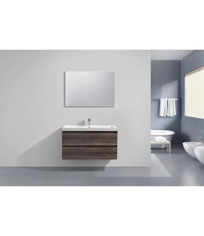 Badkamermeubel Infinity Century Oak 100x47x50cm SaniPro badmeubel met mineraal marmer wastafel 2 lades softclose met kraangaten