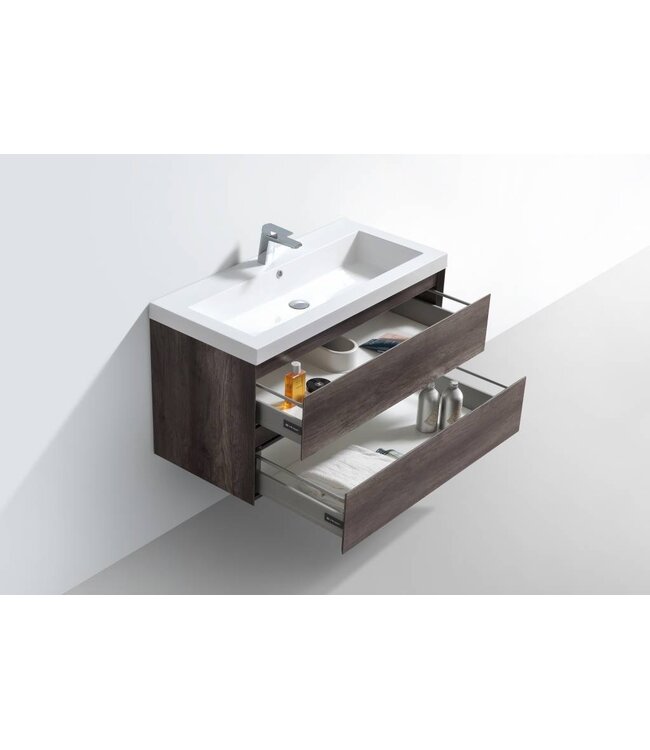 Badkamermeubel Infinity Century Oak 100x47x50cm SaniPro badmeubel met mineraal marmer wastafel 2 lades softclose met kraangaten