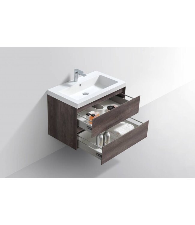 SANI-SUPPLY Badkamermeubel Infinity Century Oak 80x47x50cm SaniPro badmeubel met mineraal marmer wastafel 2 lades softclose met kraangaten