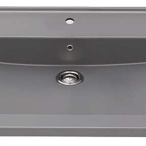 Creavit Sally Keramisch Wastafel Antraciet 100cm met overloop kraangat 1