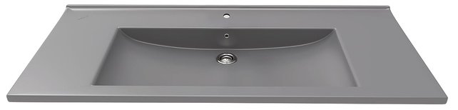 Creavit Sally Keramisch Wastafel Antraciet 100cm met overloop kraangat 1