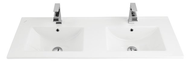 Keramische Wastafel Sally 120x45x2cm Wit met kraangat en overloop