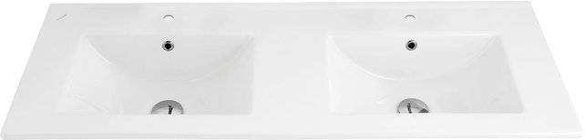 Keramische Wastafel Sally 120x45x2cm Wit met kraangat en overloop