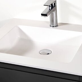 Creavit Sally Solid Surface wastafel 60cm Mat Wit met kraangat 1 zonder overloop.