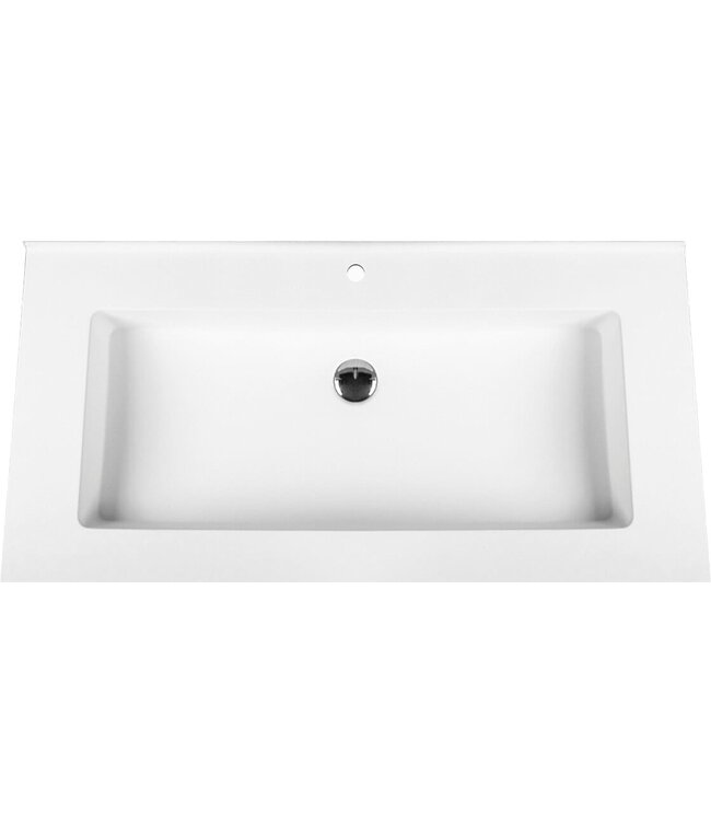 Creavit Sally Solid Surface wastafel 60cm Mat Wit met kraangat 1 zonder overloop.