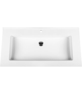CREAVIT Creavit Sally Solid Surface wastafel 80cm Mat Wit met kraangat 1 zonder overloop.