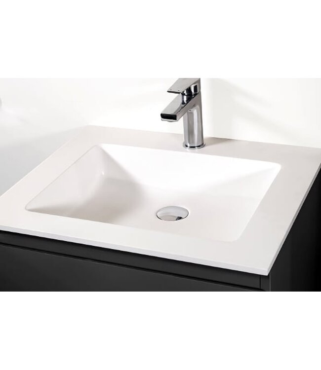 CREAVIT Creavit Sally Solid Surface wastafel 120cm Mat Wit dubbele wasbak met kraangat 2 zonder overloop.