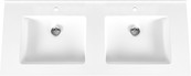 Creavit Wastafel Solid Surface 154x45x10cm Mat Wit dubbel wastafel met kraangat 2 zonder overloop