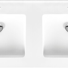 Creavit Wastafel Solid Surface 154x45x10cm Mat Wit dubbel wastafel met kraangat 2 zonder overloop