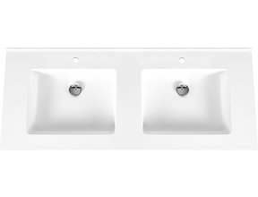 Creavit Wastafel Solid Surface 154x45x10cm Mat Wit dubbel wastafel met kraangat 2 zonder overloop
