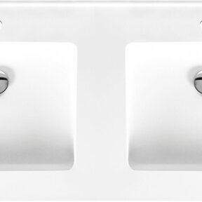 Creavit Wastafel Solid Surface 154x45x10cm Mat Wit dubbel wastafel met kraangat 2 zonder overloop