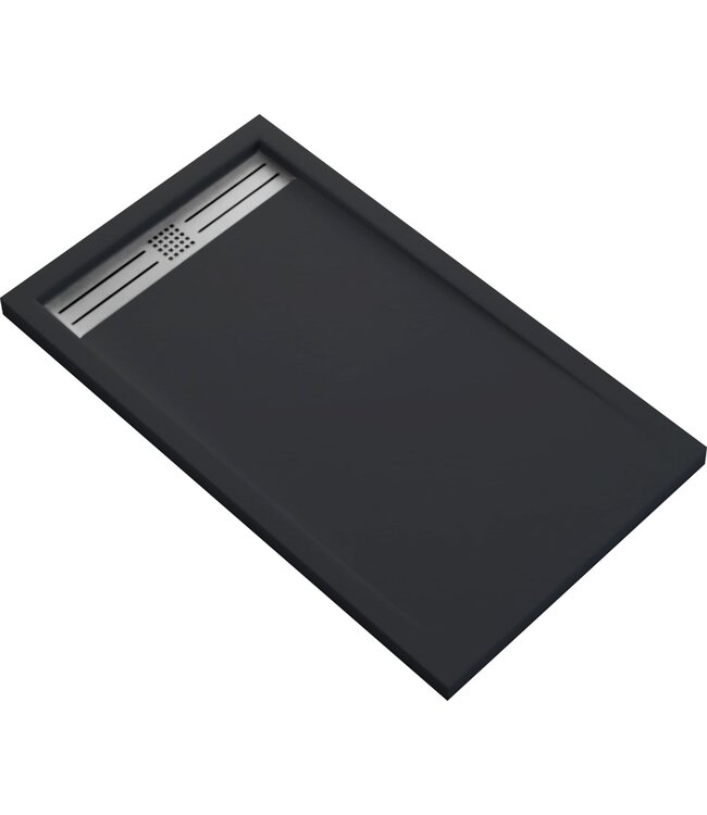 Douchevloer Zwart 180x90cm Composietsteen Douchebak 3cm Veroni Elite Stootvast Krasvrij