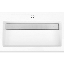 Wastafel 100cm SaniPro Senza Mineraalmarmer Hoogglans Wit met verdekte afvoer met kraangat 1 of 2  100x47x5 cm