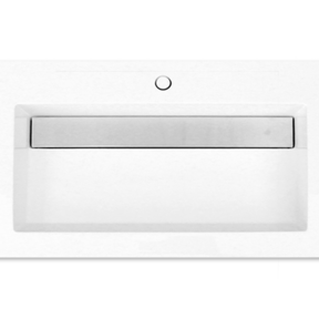 Wastafel 100cm SaniPro Senza Mineraalmarmer Hoogglans Wit met verdekte afvoer met kraangat 1 of 2  100x47x5 cm