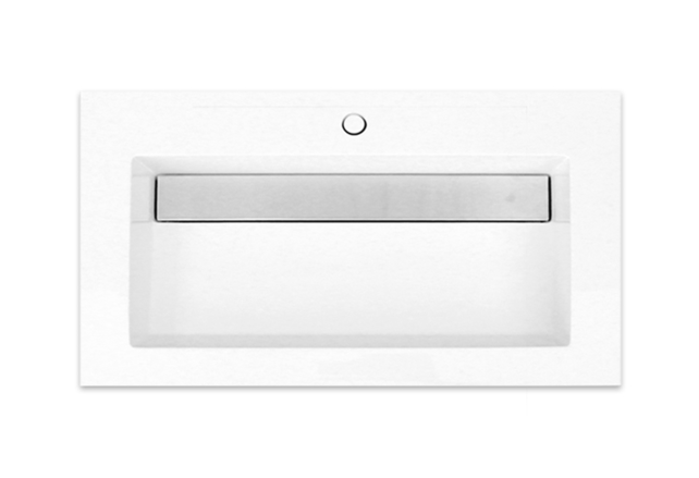 Wastafel 100cm SaniPro Senza Mineraalmarmer Hoogglans Wit met verdekte afvoer met kraangat 1 of 2  100x47x5 cm