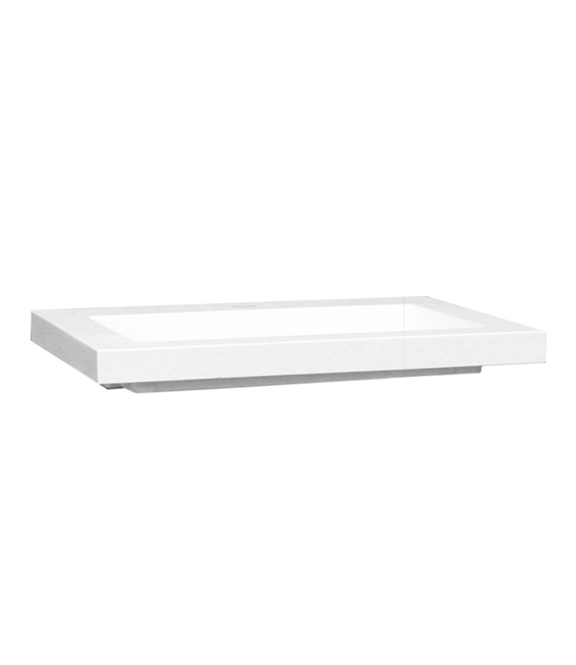 Wastafel 100cm SaniPro Senza Mineraalmarmer Hoogglans Wit met verdekte afvoer met kraangat 1 of 2  100x47x5 cm