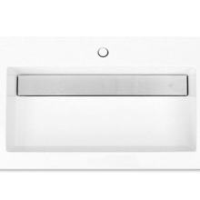 Wastafel 80cm SaniPro Senza mineraalmarmer Hoogglans Wit met verdekte afvoer kraangaten 1 80x47x5 cm