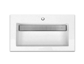 Wastafel 80cm SaniPro Senza mineraalmarmer Hoogglans Wit met verdekte afvoer kraangaten 1 80x47x5 cm