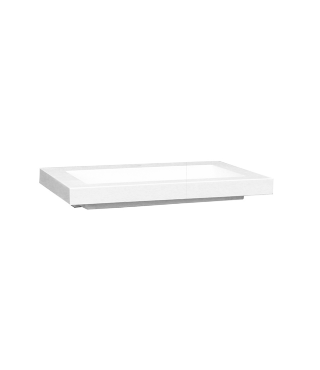 Wastafel 80cm SaniPro Senza mineraalmarmer Hoogglans Wit met verdekte afvoer kraangaten 1 80x47x5 cm