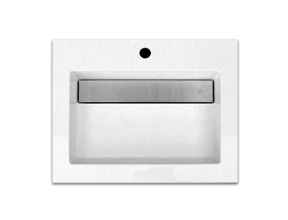 Wastafel 60cm SaniPro Senza Mineraalmarmer hoogglans Wit met verdekte afvoer kraangaten 1 60x47x5 cm