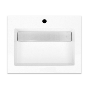 Wastafel 60cm SaniPro Senza Mineraalmarmer hoogglans Wit met verdekte afvoer kraangaten 1 60x47x5 cm