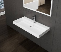 Wastafel Pearl 80x47x8 cm Solid Surface met enkele wasbak kraangat 1