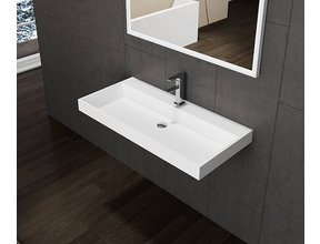 Wastafel Pearl 80x47x8 cm Solid Surface met enkele wasbak kraangat 1