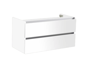 Onderkast Wastafel Mat Wit 80cm Sanipro Trendline met greeplijst aluminium 2 softclose lades 80x47x52 cm