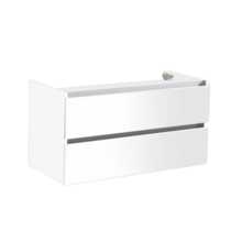 Onderkast Wastafel 100cm Hoogglans Wit Sanipro Trendline met greeplijst aluminium 100x47x52 cm Softclose lades