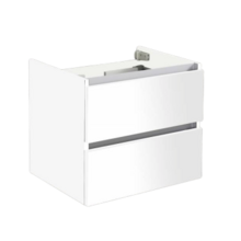 Onderkast Wastafel 60cm Hoogglans Wit Sanipro Trendline met greeplijst aluminium 60x47x52 cm Softclose lades