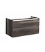 Onderkast Wastafel 100cm Century Oak SaniPro Trendline met greeplijst aluminium twee softclose lades 100x47x52 cm
