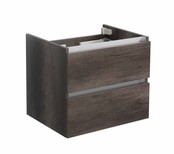 Onderkast Wastafel 60cm Century Oak SaniPro Trendline met greeplijst aluminium twee softclose lades 60x47x52 cm