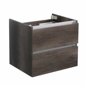 Onderkast Wastafel 60cm Century Oak SaniPro Trendline met greeplijst aluminium twee softclose lades 60x47x52 cm