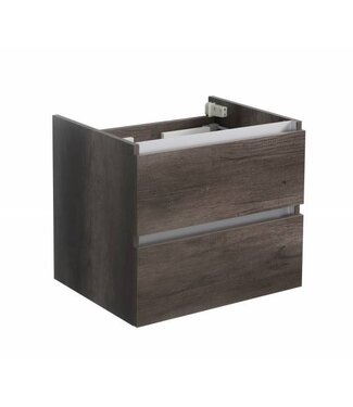 SANI-SUPPLY Onderkast Wastafel 60cm Century Oak SaniPro Trendline met greeplijst aluminium twee softclose lades 60x47x52 cm