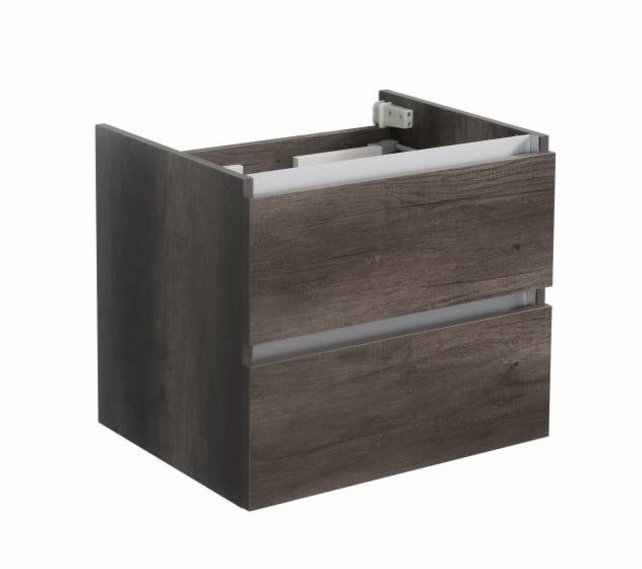 Onderkast Wastafel 60cm Century Oak SaniPro Trendline met greeplijst aluminium twee softclose lades 60x47x52 cm