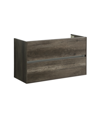 SANI-SUPPLY Onderkast 100cm Century Oak Korpus Greeploos SaniPro Infinity en Front in het Verstek met greeplijst Aluminium 100x47x50 cm