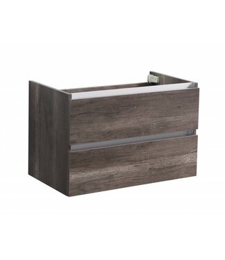 SANI-SUPPLY Onderkast 80cm Century Oak Korpus Greeploos SaniPro Infinity en Front in het Verstek met greeplijst Aluminium 80x47x50 cm