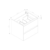 Onderkast 60cm Century Oak Korpus Greeploos SaniPro Infinity en Front in het Verstek met greeplijst Aluminium 60x47x50 cm