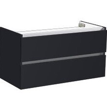 Onderkast Wastafel 100cm Hoogglans Antraciet SaniPro Trendline met greeplijst aluminium 100x47x52 cm