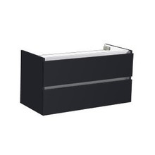 Onderkast Wastafel 100cm Hoogglans Antraciet SaniPro Trendline met greeplijst aluminium 100x47x52 cm