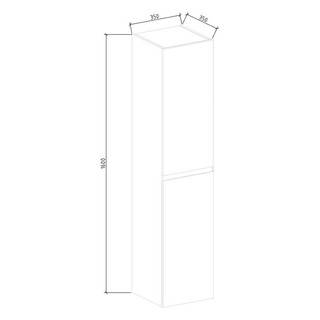 Kolomkast Mat Zwart Hora Black Hangend Badkamerkast 160x35x35cm MDF 2 Deuren Softclose Greeploos