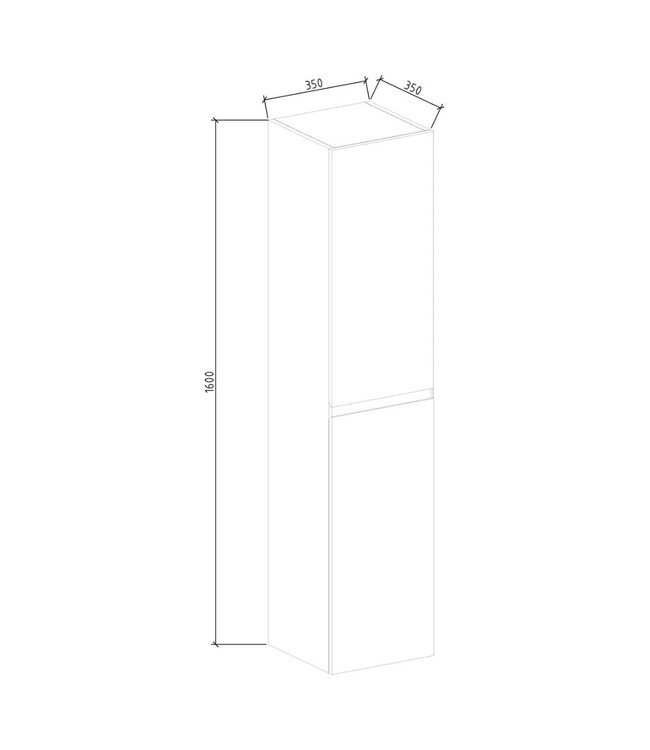 Kolomkast Mat Zwart Hora Black Hangend Badkamerkast 160x35x35cm MDF 2 Deuren Softclose Greeploos