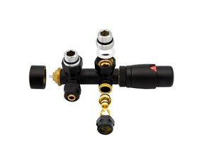 Thermostatische Radiatorkraan Zwart Haaks Belrad BLR315  1/2Mx16/2m30 H-Blok Haaks Zwart Mat