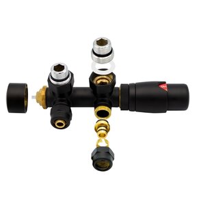 Thermostatische Radiatorkraan Zwart Haaks Belrad BLR315  1/2Mx16/2m30 H-Blok Haaks Zwart Mat