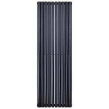 Designradiator Ovaal Verticaal Zwart Dubbel 180x59cm 2050 Watt Belrad Midden / Hoek aansuiting Omkeerbaar
