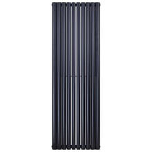 Designradiator Ovaal Verticaal Zwart Dubbel 180x59cm 2050 Watt Belrad Midden / Hoek aansuiting Omkeerbaar